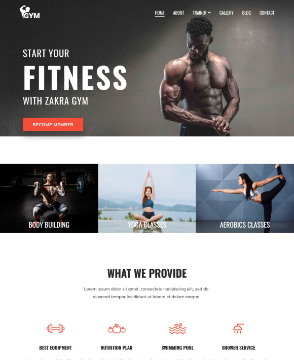 Gym Template -One of the WordPress Templates