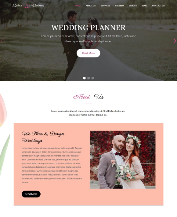 Wedding Organizer - One of the Best Elementor Templates for Wedding Website