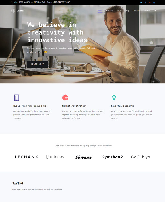 Business - Zakra Free Elementor Templates