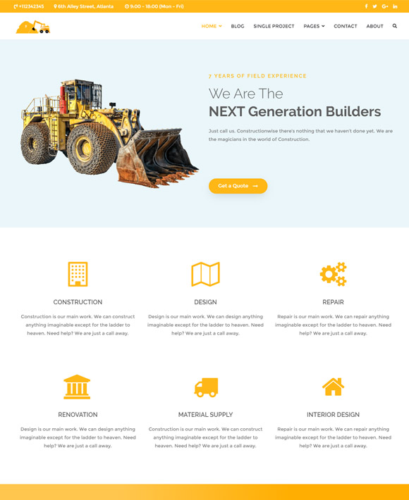 Construction - Zakra Free Elementor Templates
