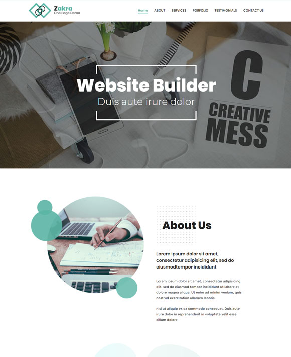 One Page - Zakra Free Elementor Templates
