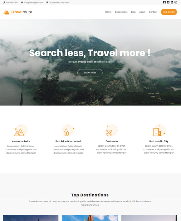 Travel - Zakra Free Elementor Templates