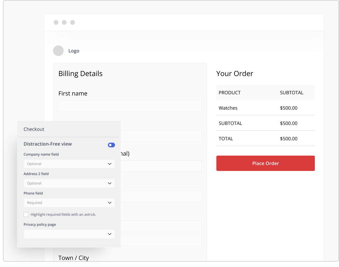 Distraction-free Checkouts - Zakra WooCommerce Feature