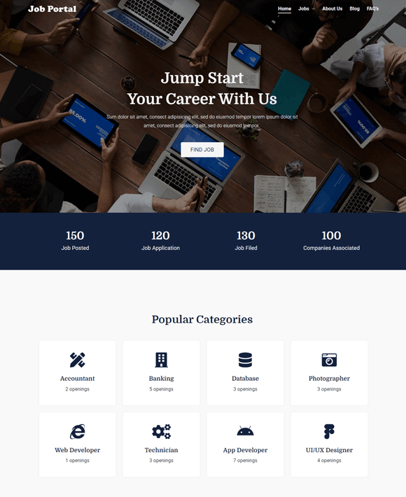 Zakra Job Portal - Free Elementor Template